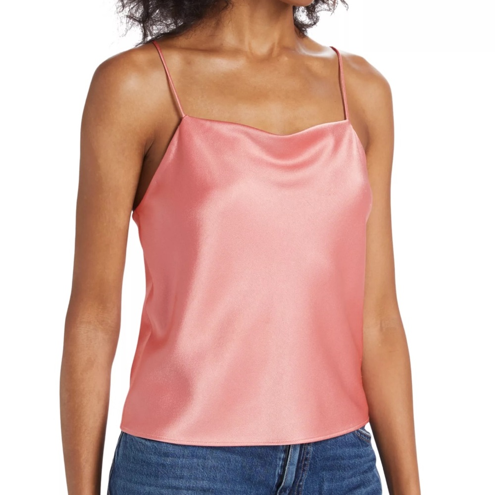 Alice and Olivia Harmon Draped Satin Camisole in Pink